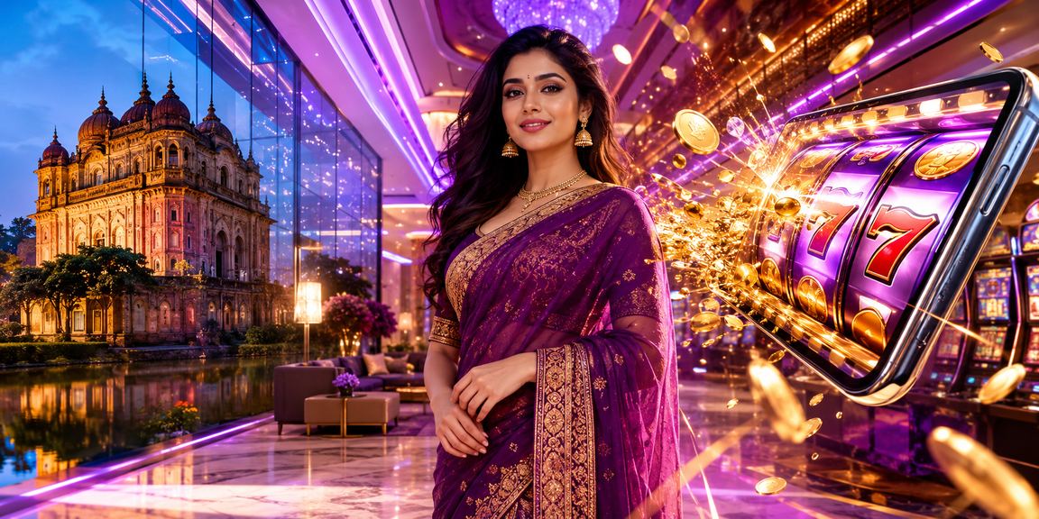 বাংলাদেশে নিওন আলোয় স্লট গেম খেলার দৃশ্য k13 প্ল্যাটফর্মে