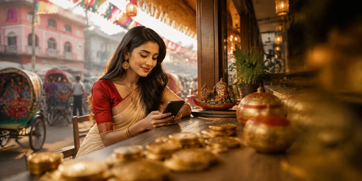 কুমিল্লায় পহেলা বৈশাখে মোবাইলে ক্যাসিনো গেম উপভোগ করছেন একজন ব্যবহারকারী